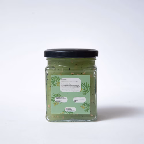 a jar of green liquid